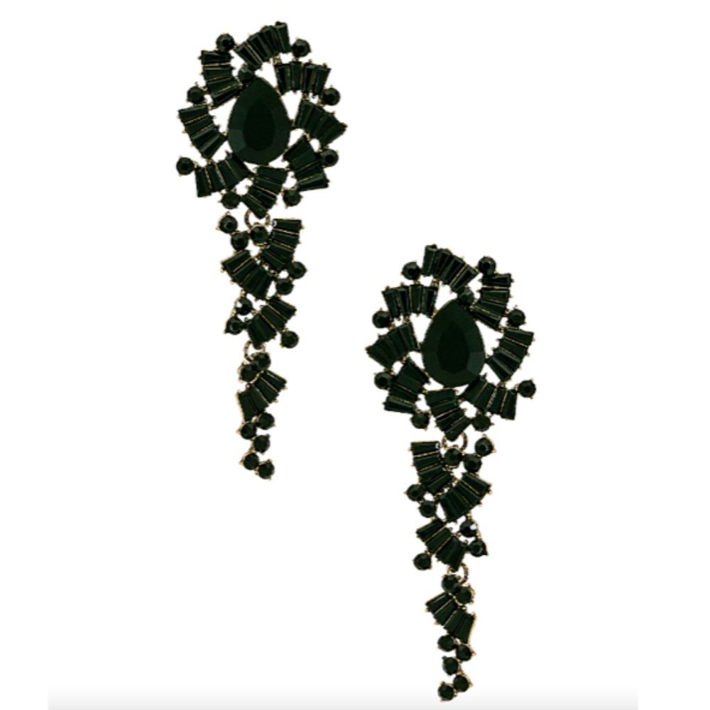 NEW~ Anthropologie Shashi Black Diamond Earrings